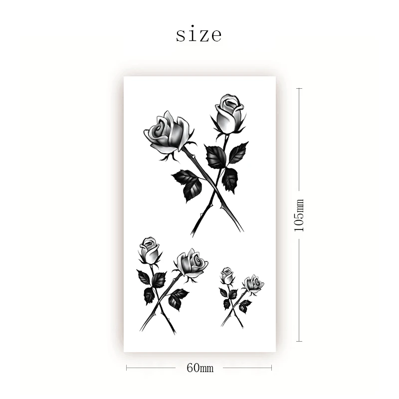 

Waterproof Temporary Tattoo Sticker Sexy Black Rose Flowers Design Fake Tattoos Flash Tatoos Arm Neck Body Art for Women Girl