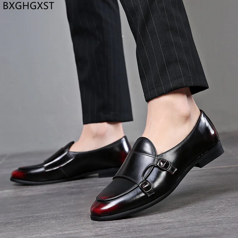 

Black Double Monk Strap Shoes for Men 2023 Formal Leather Loafers Men Shoes Dress Shoes Mens Fashion Zapatos De Hombre Chaussure