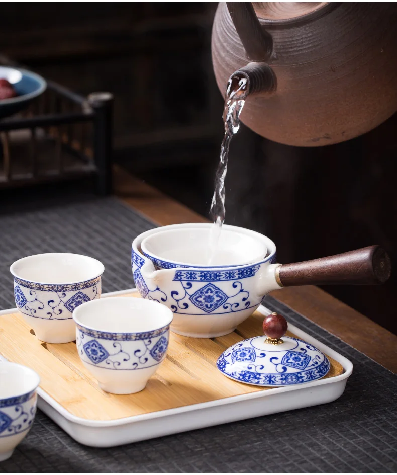 

Цветочный изысканный каменный шлифовальный чайный набор ручной работы чайный горшок набор чашек китайский подарок на чайную церемонию чай...