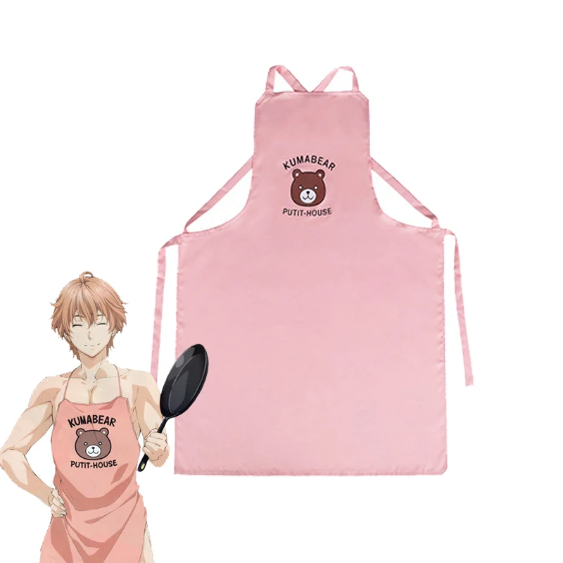 

Wholesale Food Wars Shokugeki no Soma Isshiki Senpai Apron Bear Satoshi Printed Japanese Anime Cartoon Aprons Cosplay Costume