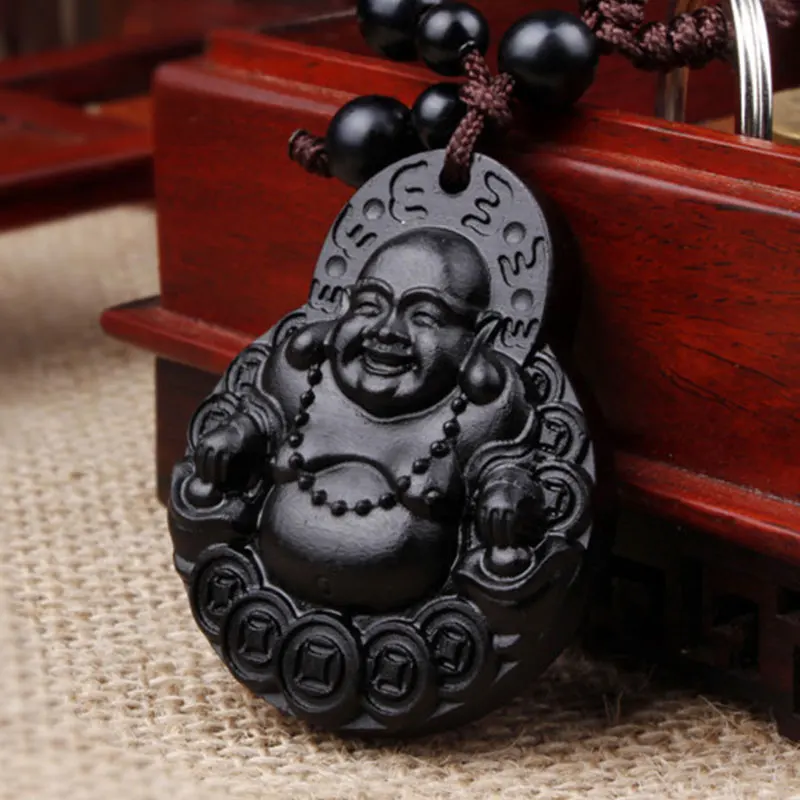 Черный счастливый будда авто брелок кулон красивый орнамент Авто Декор| |