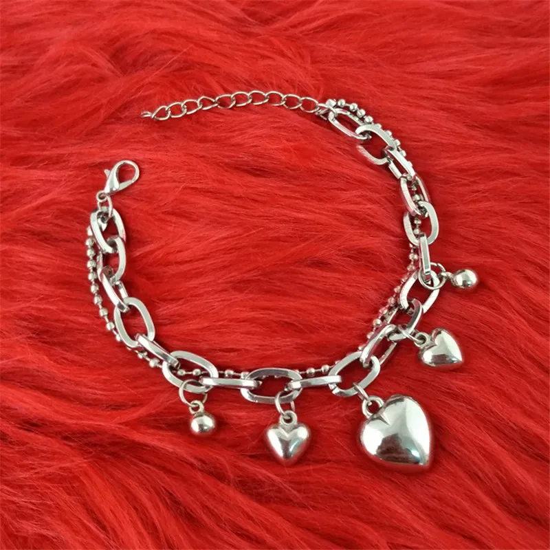 Браслеты с кулоном в виде сердца для влюбленных стиле панк крутые браслеты из