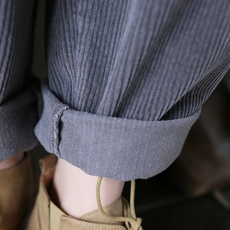 

Spring Women Elastic Waist Cotton Corduroy Loose Trousers Female Casual Harem Pants Autumn Slacks Turnip Pants Sweatpants Women