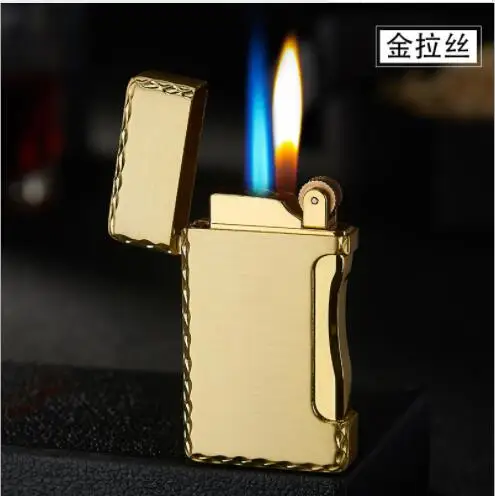 Креативный 2 пламени(красное пламя+ ветрозащитный) Зажигалка для сигарет Металл бутанж газ струи пламени для курения подарок