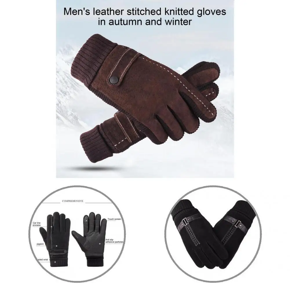 

1 Pair Stitching Gloves Practical 4 Styles Touch Screen Fine Workmanship Men Mittens for Camping Cycling Gloves Men Mittens