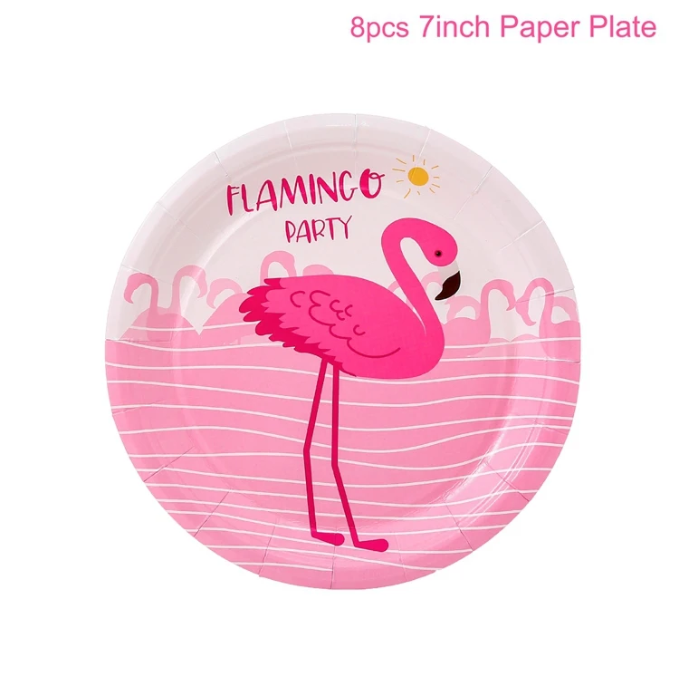 Paper Plate FENGRISE бумага с Фламинго салфетки одноразовые партии посуда плиты Гавайи трубочки для питья на вечеринке бумажный стаканчик день рождения Алоха Гавайский - Цвет: Paper Plate