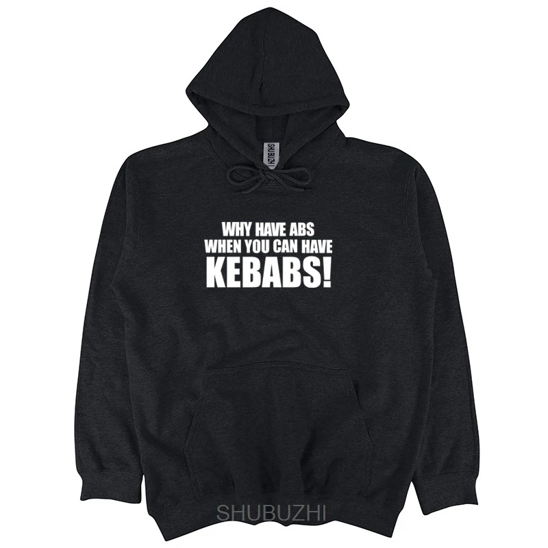 Мужская толстовка с капюшоном ABS KEBABS черная забавным принтом комедийный слоган
