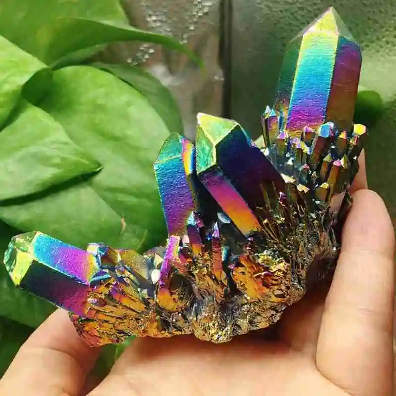 

Natural Quartz Crystal Rainbow Titanium Cluster Rare Decoration Craft Reiki Stone Healing X3C0 Specimen Mineral