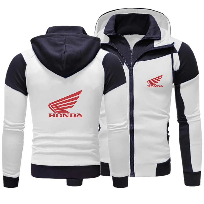 

2021 Spring Autumn New HONDA Car Wing Logo Men Hoodies Cardigan Jacket Print Punk Clothing Casual Zipper Sweatshirt Man Clothes