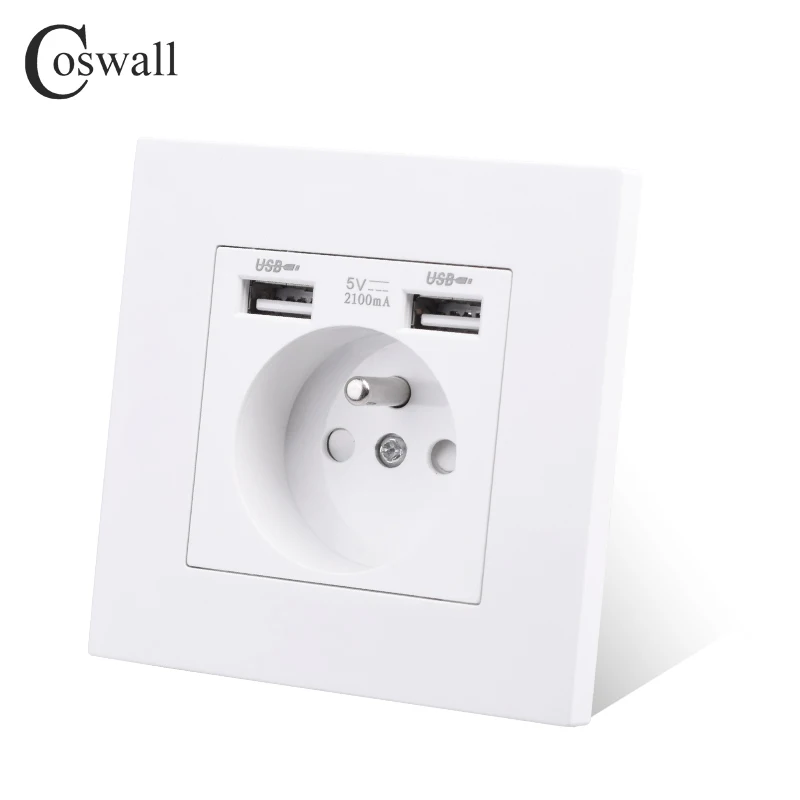 Стандартная настенная розетка COSWALL с французским полировкой заземленная