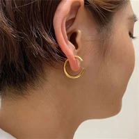 european american creative design metal gold c shaped earrings female personality exaggerated circle ear ring