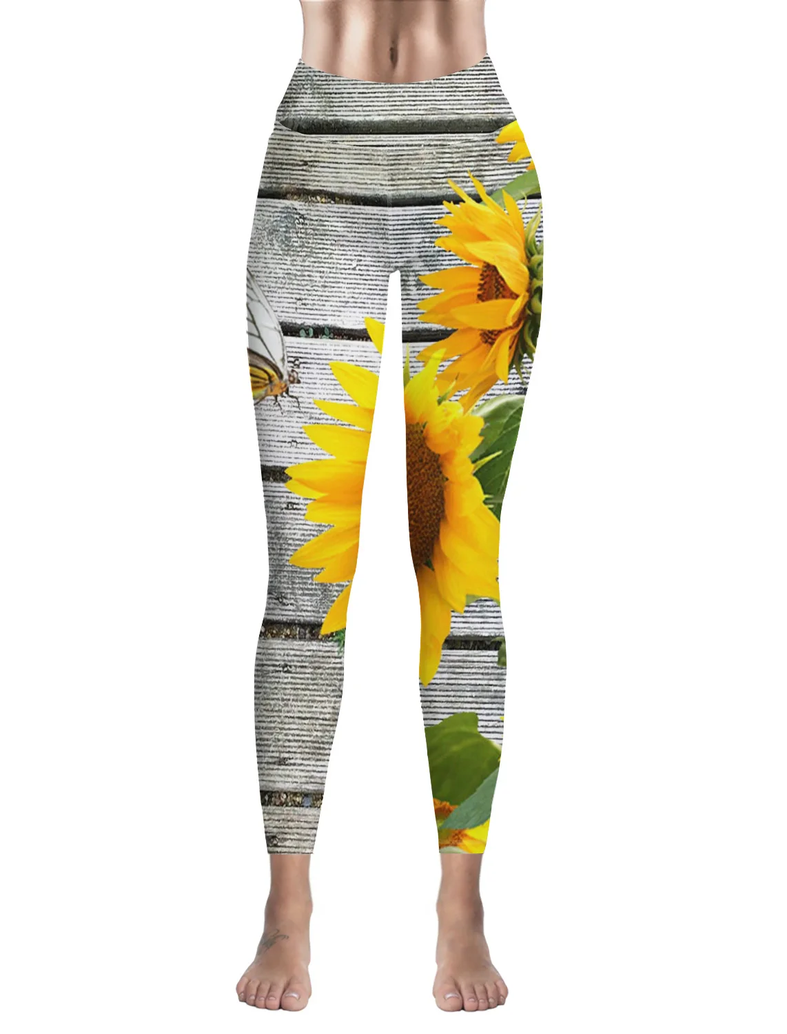 Повседневные женские леггинсы в деревенском стиле с подсолнухами штаны для