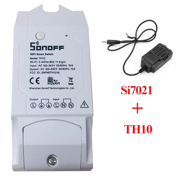 TH10 and Si7021 Sonoff Th16 Th10 переключатель контроля температуры и влажности WiFi термостат умный переключатель, модуль домашней автоматизации через Google Home - Комплект: TH10 and Si7021