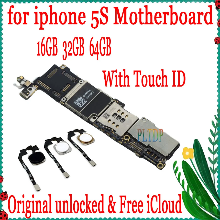 

Clean iCloud Mainboard For iphone 5S Motherboard With/No Touch ID Original Unlock for iphone 5S Full Test+OS System Logic board