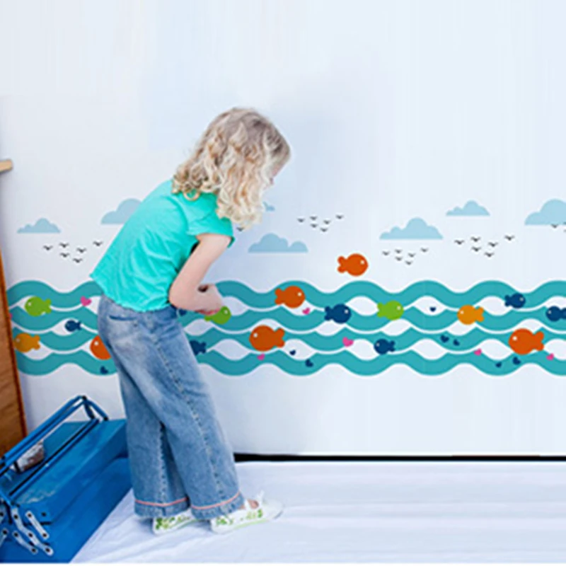 [SHIJUEHEZI] маленькие рыбки реки настенные наклейки ПВХ материал животные тема для