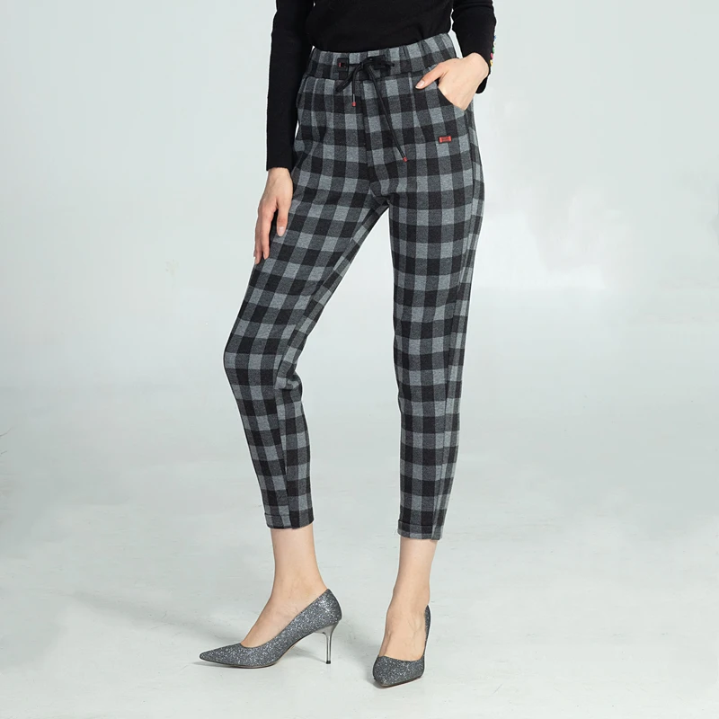 Брюки Marwin женские зимние в клетку утепленные повседневные штаны полоску с