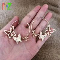 f j4z hot butterfly earrings for women lovely alloy butterflies hoop earring romantic girls jewelry gifts jewelry dropship