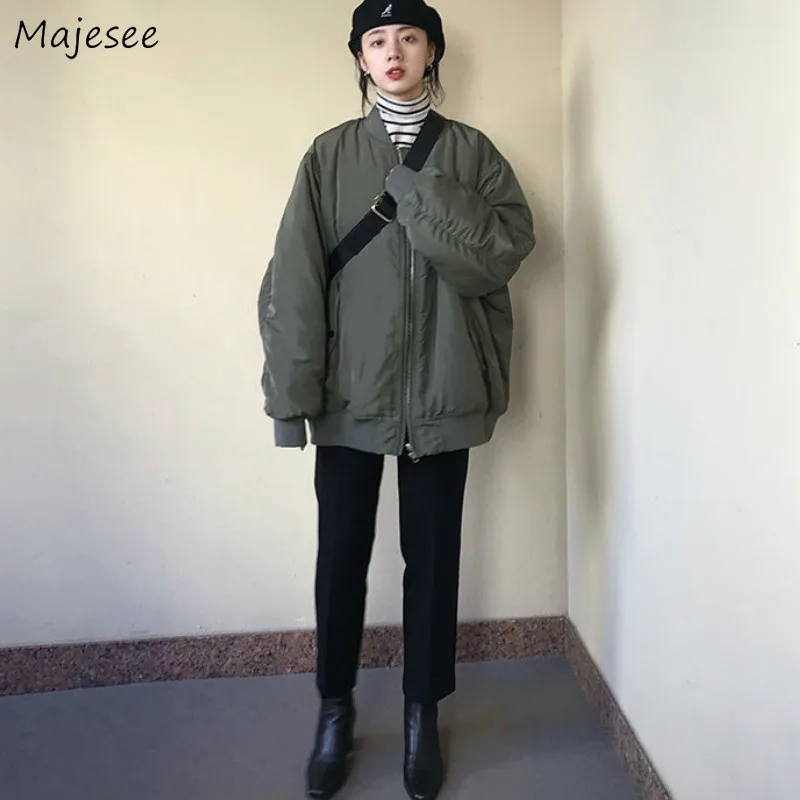 

Short Style Parkas Womens Winter Bat Sleeved Baseball Clothing Solid Casual Trendy Loose All-match Chic Korean Daily Ulzzang Ins