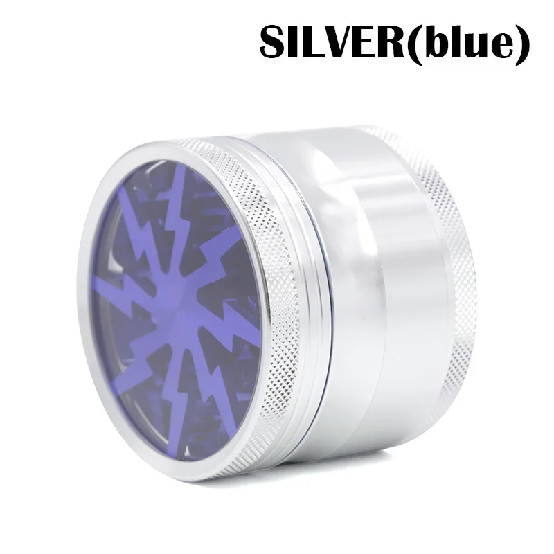 

Metal Tobacco Smoking Herb Grinders 4 layers 63mm With Clear Top Window Lighting Smoke Grinders Abrader Wholesale