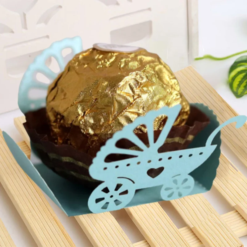 

50pcs Baby Carriage Chocolate Packing Laser Cut Chocolate Bar Wedding Favor Candy Bar Favor Kids Baby Shower Holder Party Favors