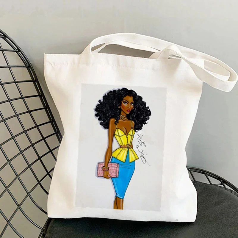 

Fashion Shopper Wear a hat Vogue Printed Tote Bag women Harajuku shopper handbag girl Shoulder shopping bag Lady Canvas Bag