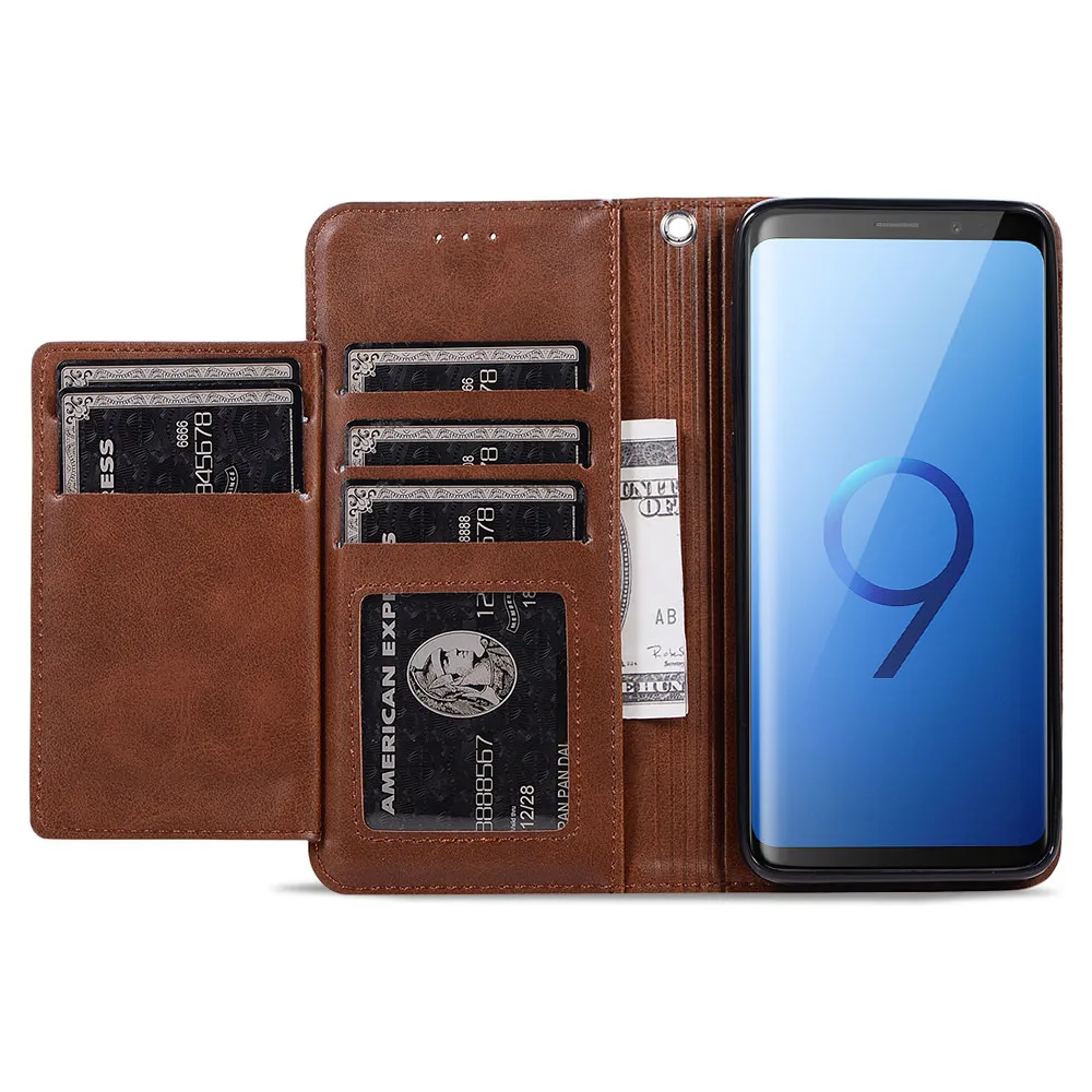 LAPOPNUT Магнитный кожаный чехол бумажник на молнии с пряжкой для Samsung Galaxy J6 Plus J5 J4 J3 A8