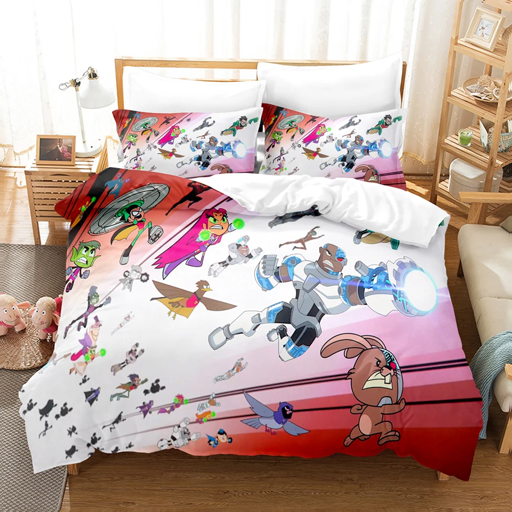 

3D Teen Titans Bedding Sets Duvet Cover Set With Pillowcase Twin Full Queen King Bedclothes Bed Linen