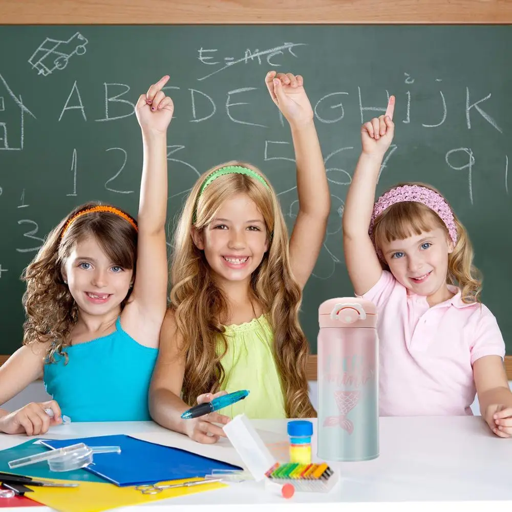 12/17 унций из нержавеющей стали Русалочка термос бутылка для воды детей с