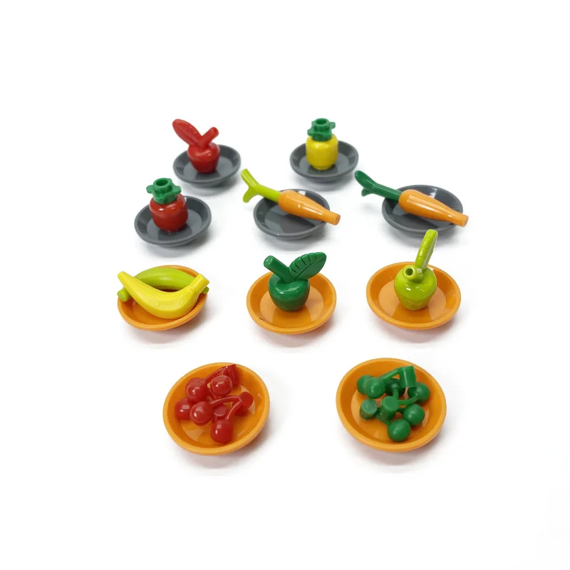 

DIY Building Blocks Food display Stand Bread Fish Fruit Roast Chicken Toys MOC Parts City Accessory Bricks Compatible All Brands