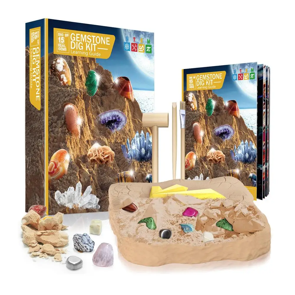 

Gemstone Dig Kit Gem Digging Tools Set For Kids 15 Gemstone Excavation Game Toy Educational Geographic Mining Toys Science