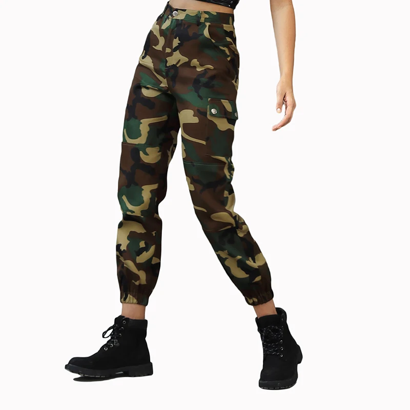 

JYSS autumn streetwear army green camouflage cargo pants women side pocket pantalones mujer long slim trousers women pants 30013