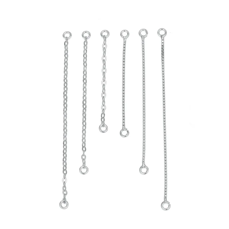 1pair/Lot 925 Sterling Silver Jewelry 30 40 50MM Extended Chain Box With Rod Earring Line For DIY Jewelry Making Findings