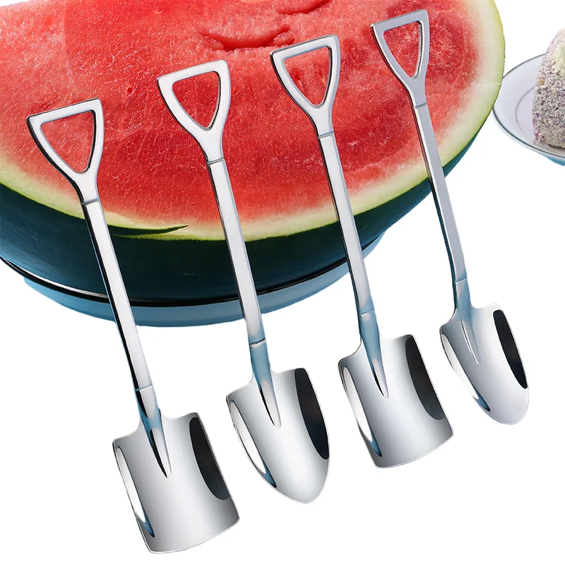 

2Pcs Cute Stainless Steel Coffee Spoons Multifuntion Retro shovel ice cream Stirring Spoon Creative tea-spoon Fashion Tableware