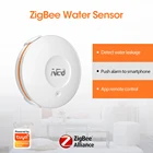 Датчик утечки воды NEO ZigBee, беспроводной датчик утечки воды детектор наводнения Tuya Smart Life, дистанционное управление через приложение