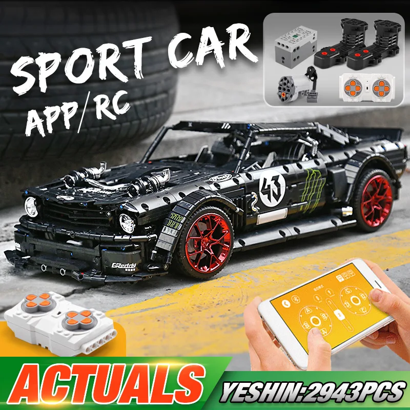 DHL Yeshin 20102 Technic Car Series MOC-16915 Mustang Hoonicorn с функцией двигателя автомобиля строительные блоки кирпичи детские автомобильные игрушки