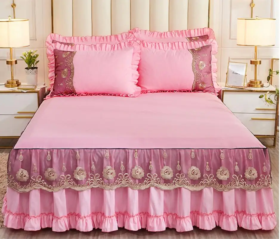 Корейское романтичное кружевное постельное белье наволочка для кровати 1/3 шт. 100%