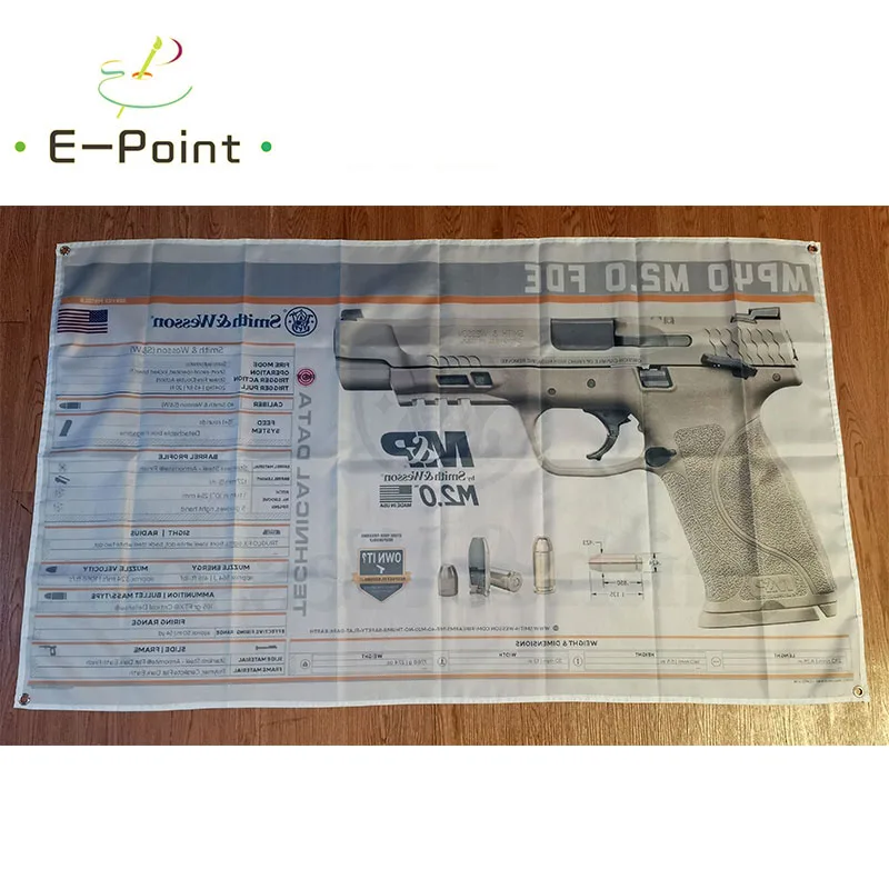 S &amp W MP40 M2.0 PDE флаг пистолета 3 фута * 5 футов (90*150 см) размер украшения для дома