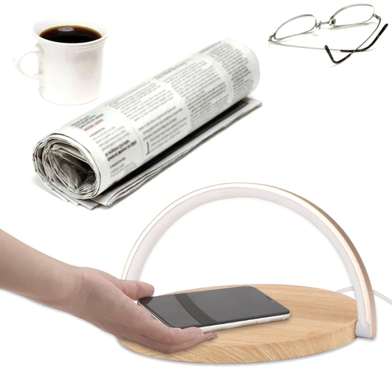 

L38D Foldable Bedside Lamp with Touch Control Dimmable Wireless Charging Desk LED lamp Eye-Caring Office Lamp 10W