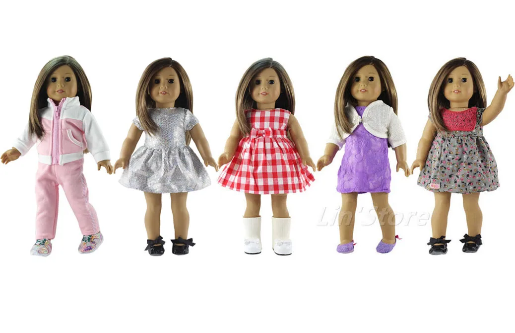Хит продаж 5 комплектов Одежда для кукол новый стиль 18 дюймов американское платье