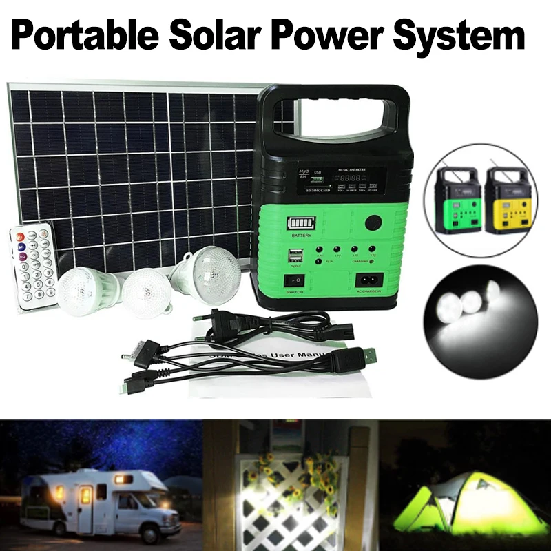 kit de sistema de energia solar portatil para acampamento 10w verde painel solar