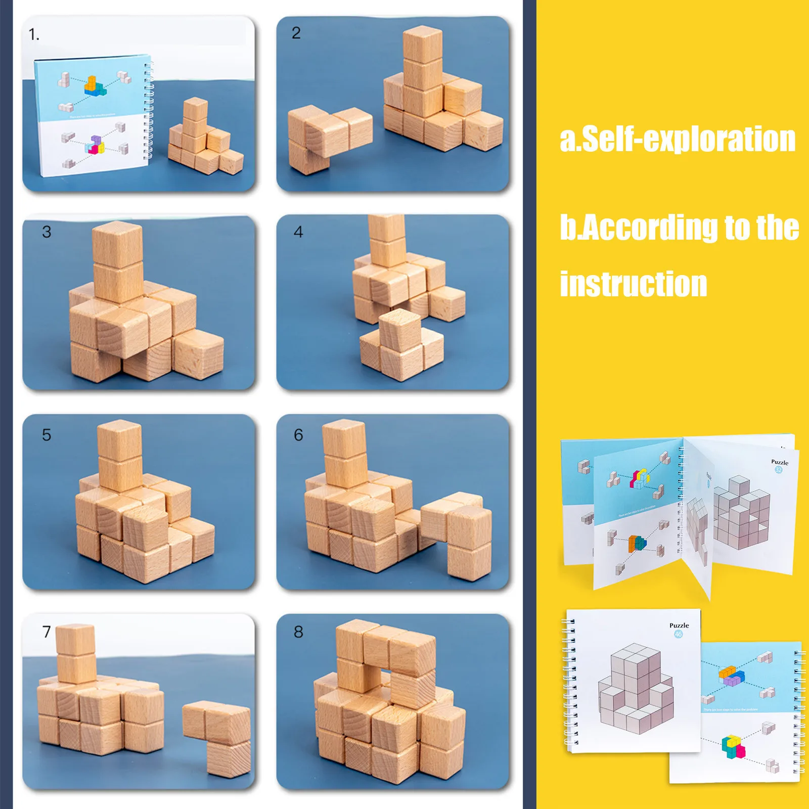

Wooden Jigsaw Puzzles 3D Stack Master Wooden Shape Puzzle Toys Geometric Educational For Kids Baby Improve Concentration Toy