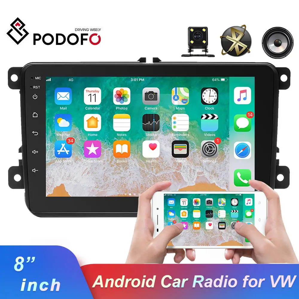 Podofo 8 ''Android 1 автомобильный Радио MP5 мультимедийный видео плеер GPS WIFI авто