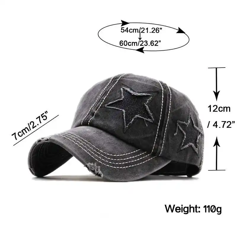

100% Summer fishing cap cap, cap with washed denim hole