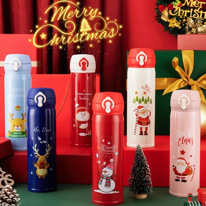 

2021 Christmas Gifts Stainless Steel Thermos Water Bottle Thermoses Coffee Bottle Christmas Ornaments New Year Decorations 2022