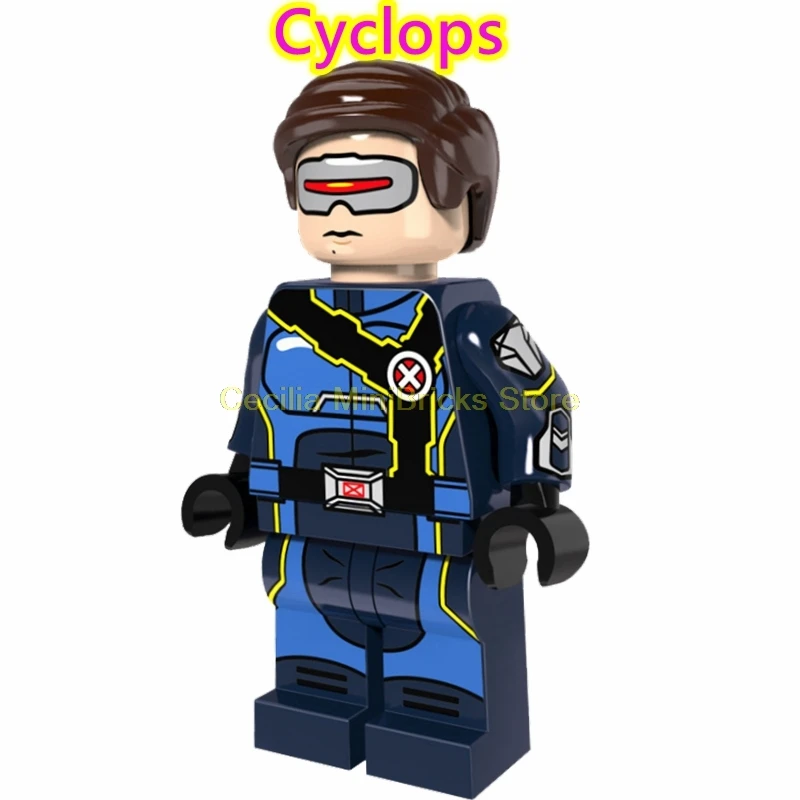 Cyclops X-men Марвел Росомаха Жан Грей проф X Магнето Apocalypse Rogue Thanos строительные блоки игрушки для детей - Цвет: Cyclops