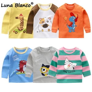 Одежда Kawaii унисекс От 0 до 6 лет футболка для маленьких мальчиков осенние детские топы на день рождения с длинным рукавом и круглым вырезом футболки для маленьких девочек