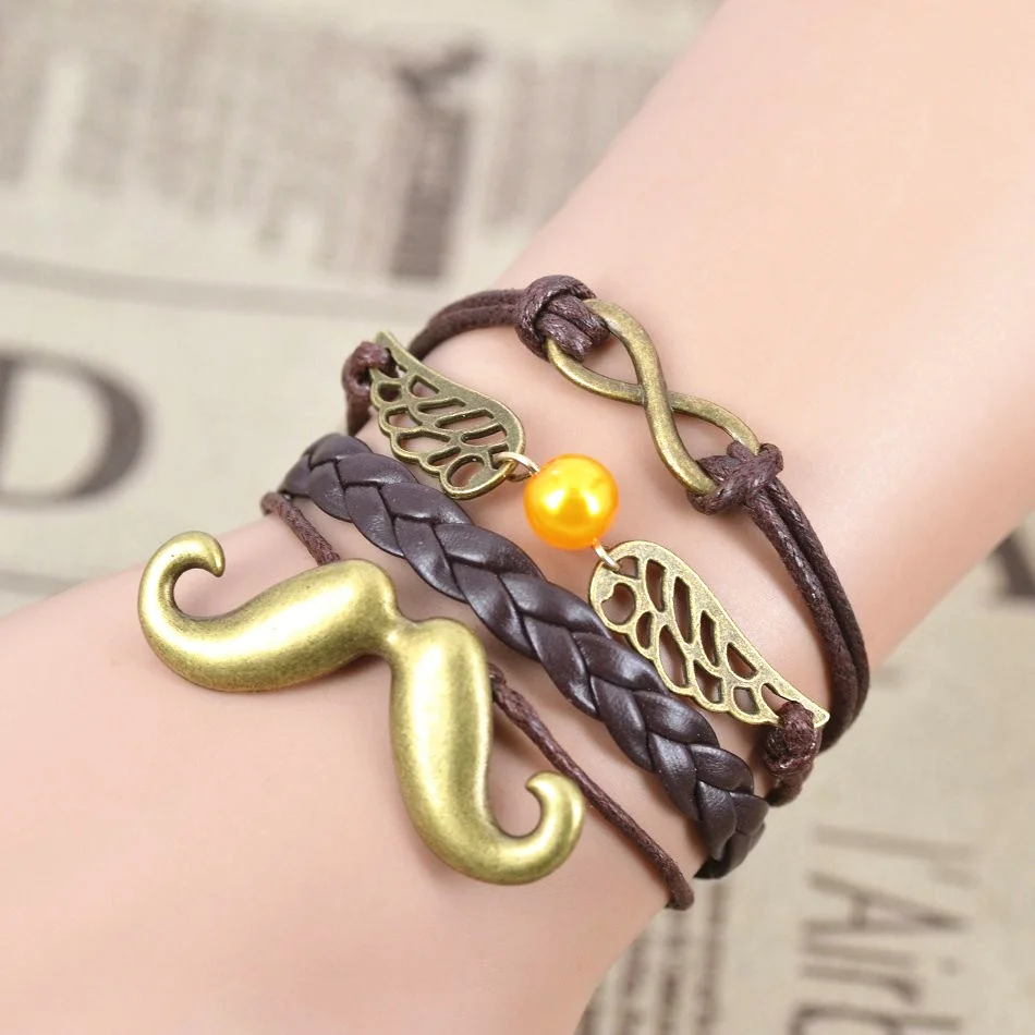 Женский кожаный браслет талисман в виде сердца|infinity bracelet|leather charm braceletcharm bracelet |
