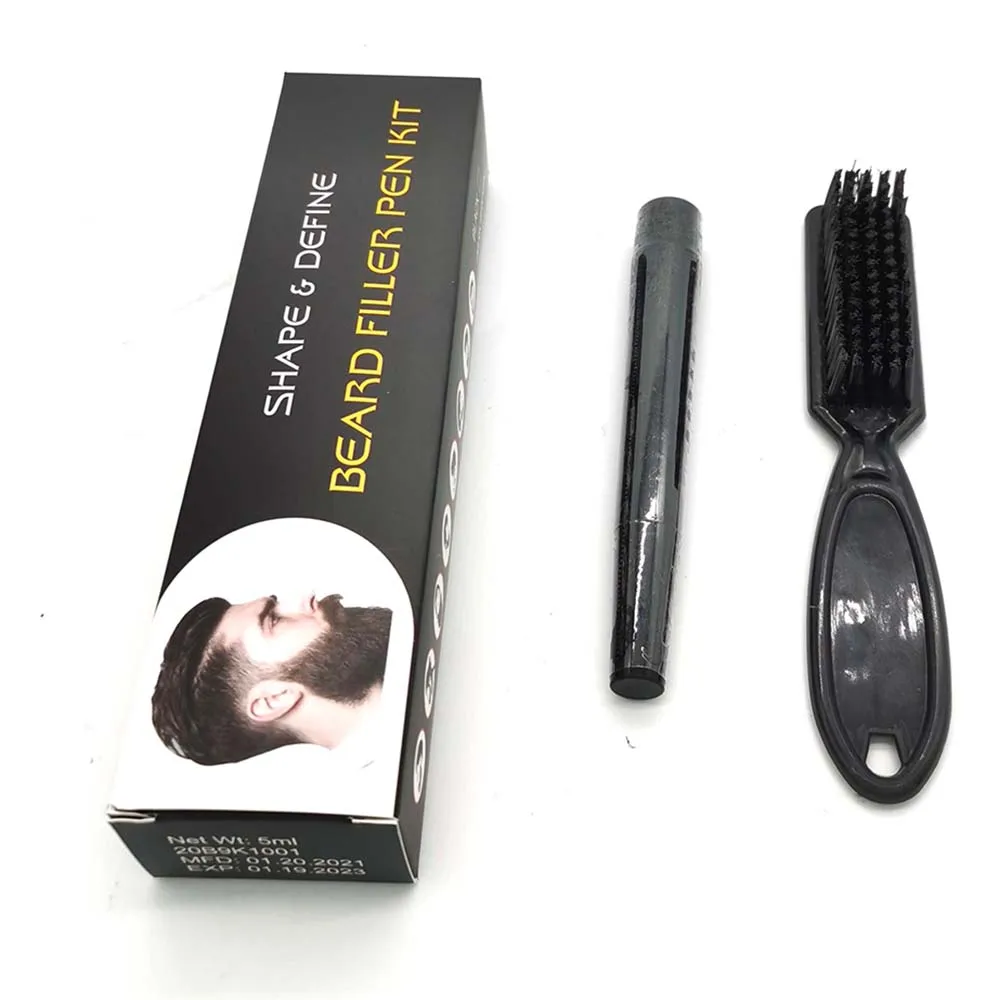 

1 Set Beard Pen Beard Drawing Pen Plus Beard Brush Barber Pencil Men Beard Shaping Styling Natural Finish Waterproof Beauty Tool