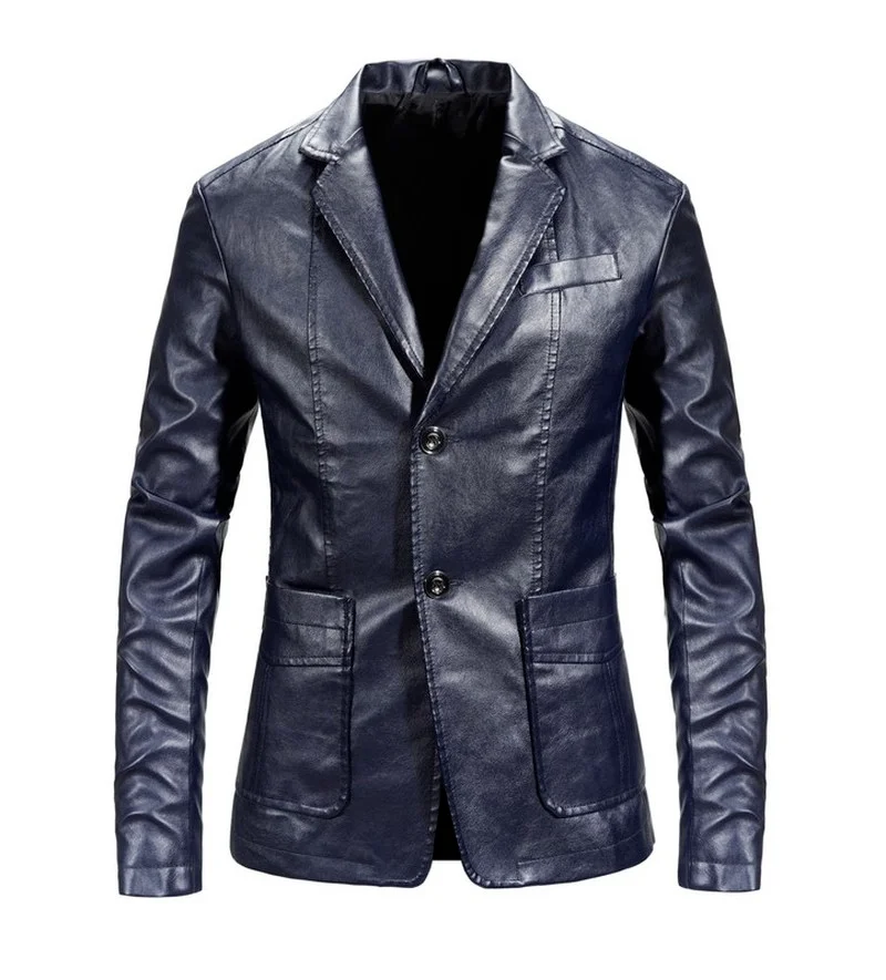 

Men's Leather Jacket 2021 New Trend Fashion PU Leather Jacket Slim Solid Color Casual High-quality Men's Clothing Suit Jacket