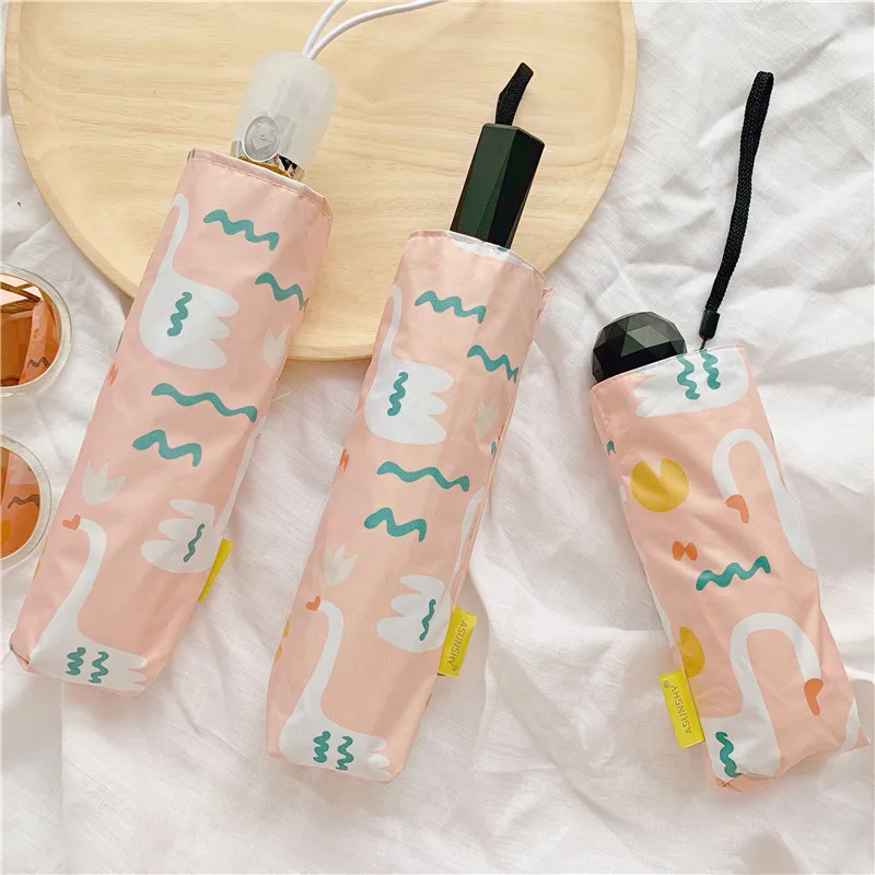 Творческий 5-складной милый лебедь зонтик автоматический зонт для